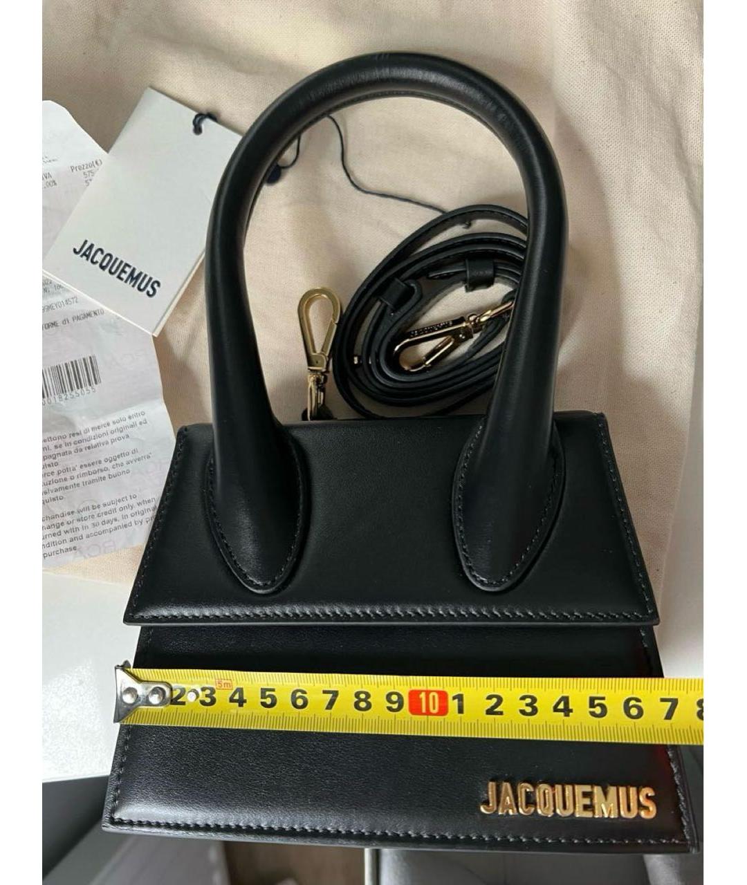JACQUEMUS Черная кожаная сумка с короткими ручками, фото 7