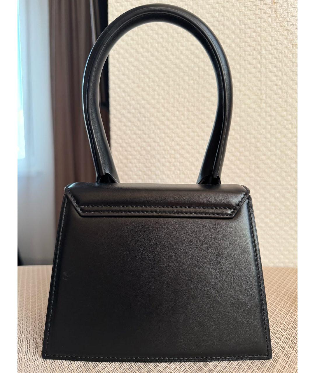 JACQUEMUS Черная кожаная сумка с короткими ручками, фото 3