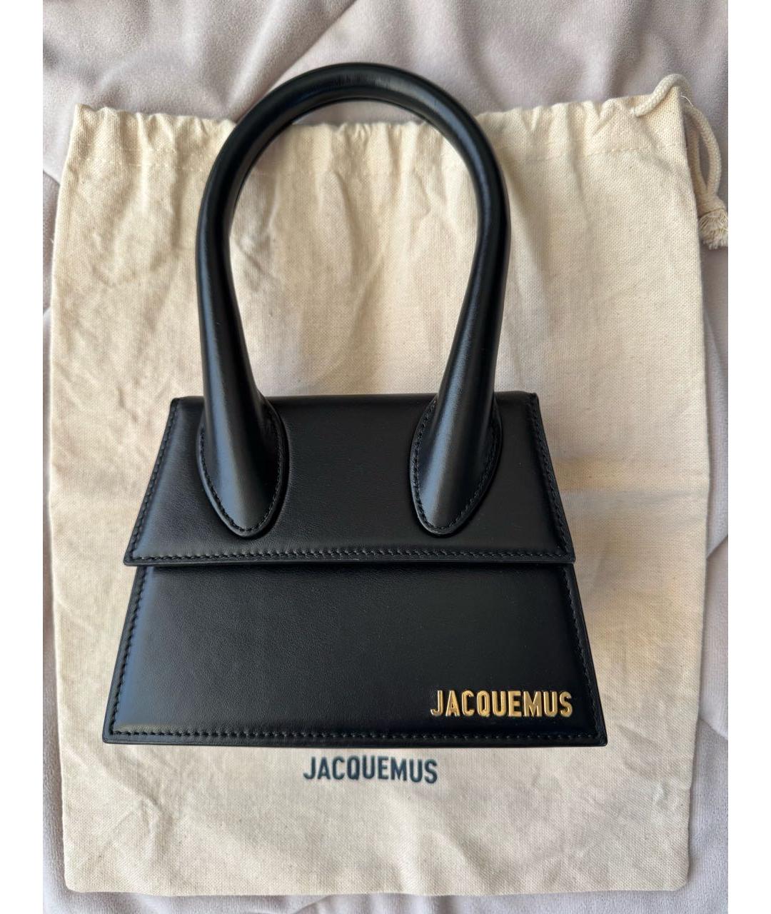 JACQUEMUS Черная кожаная сумка с короткими ручками, фото 9