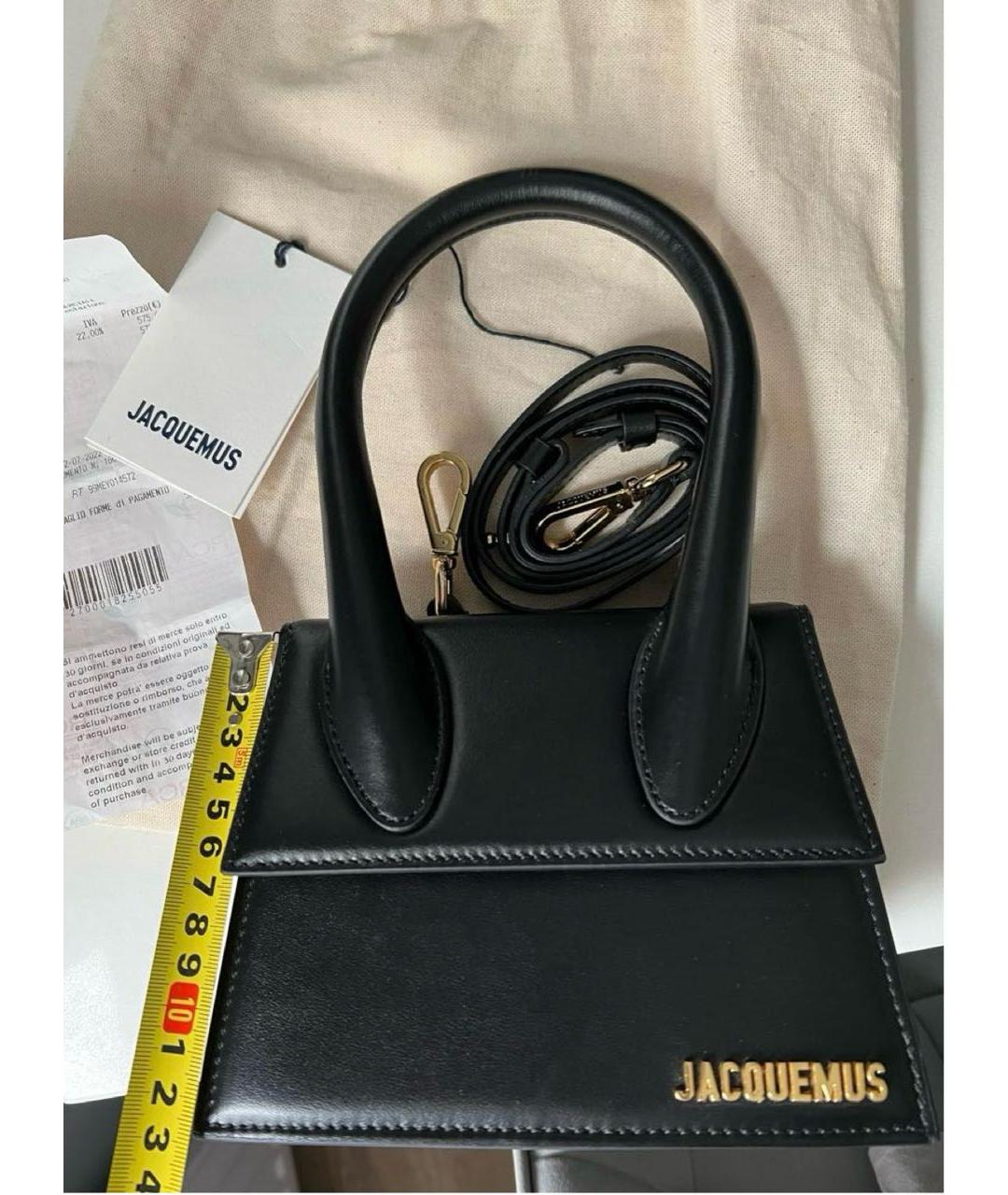 JACQUEMUS Черная кожаная сумка с короткими ручками, фото 8