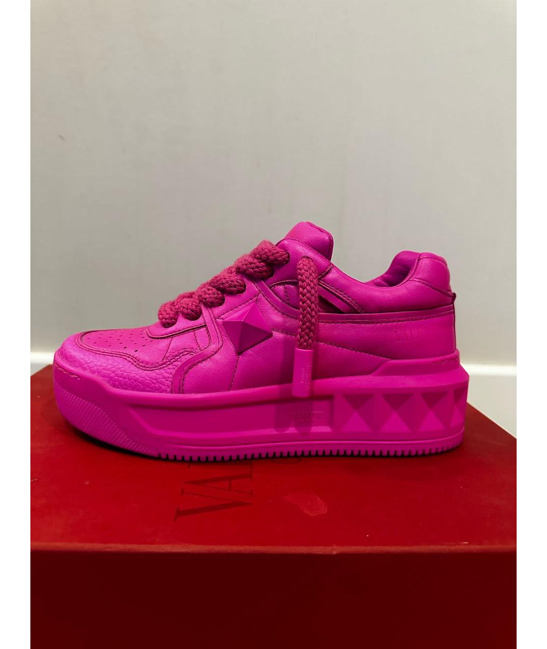VALENTINO Фуксия кожаные кроссовки, фото 9