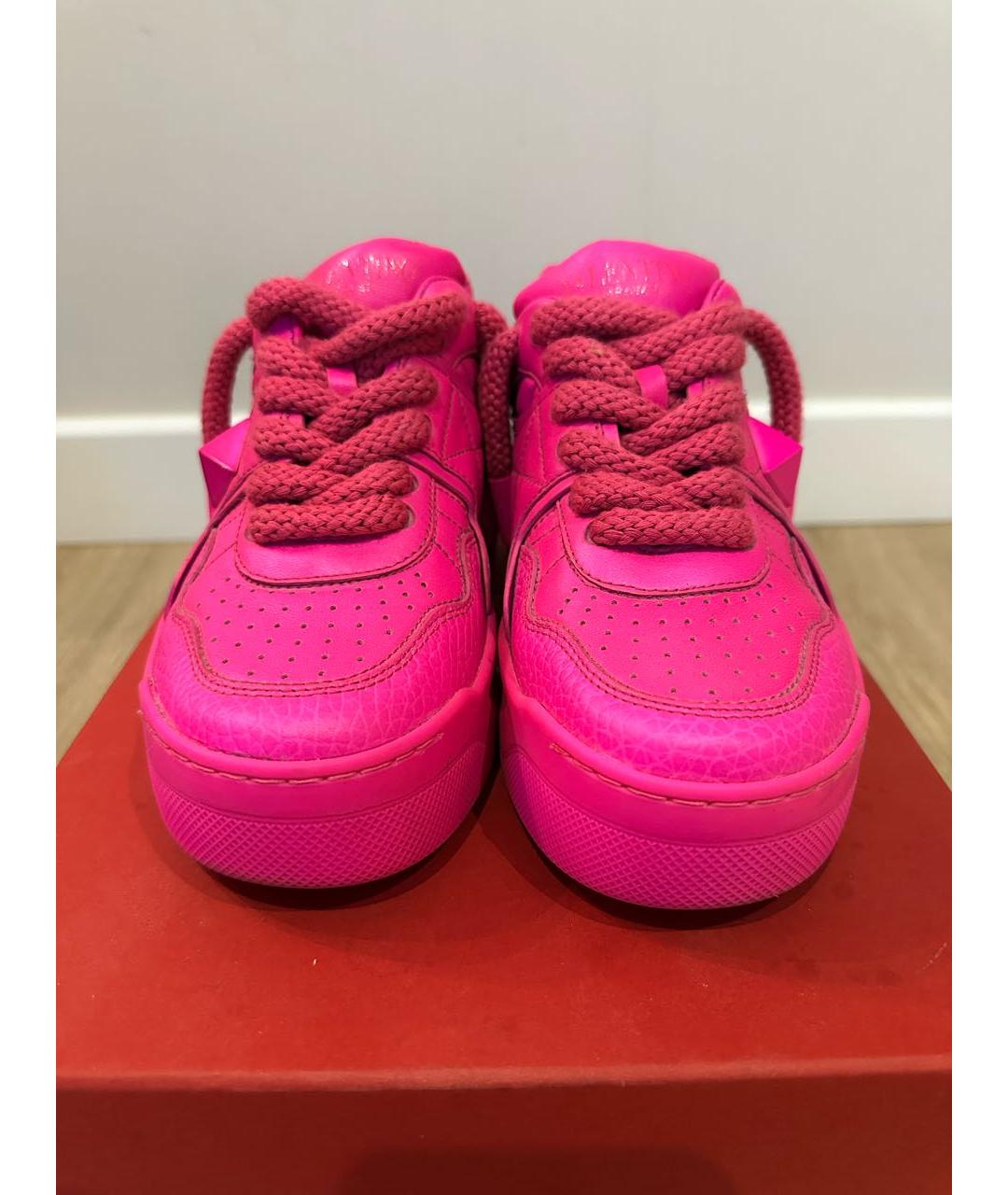 VALENTINO Фуксия кожаные кроссовки, фото 2
