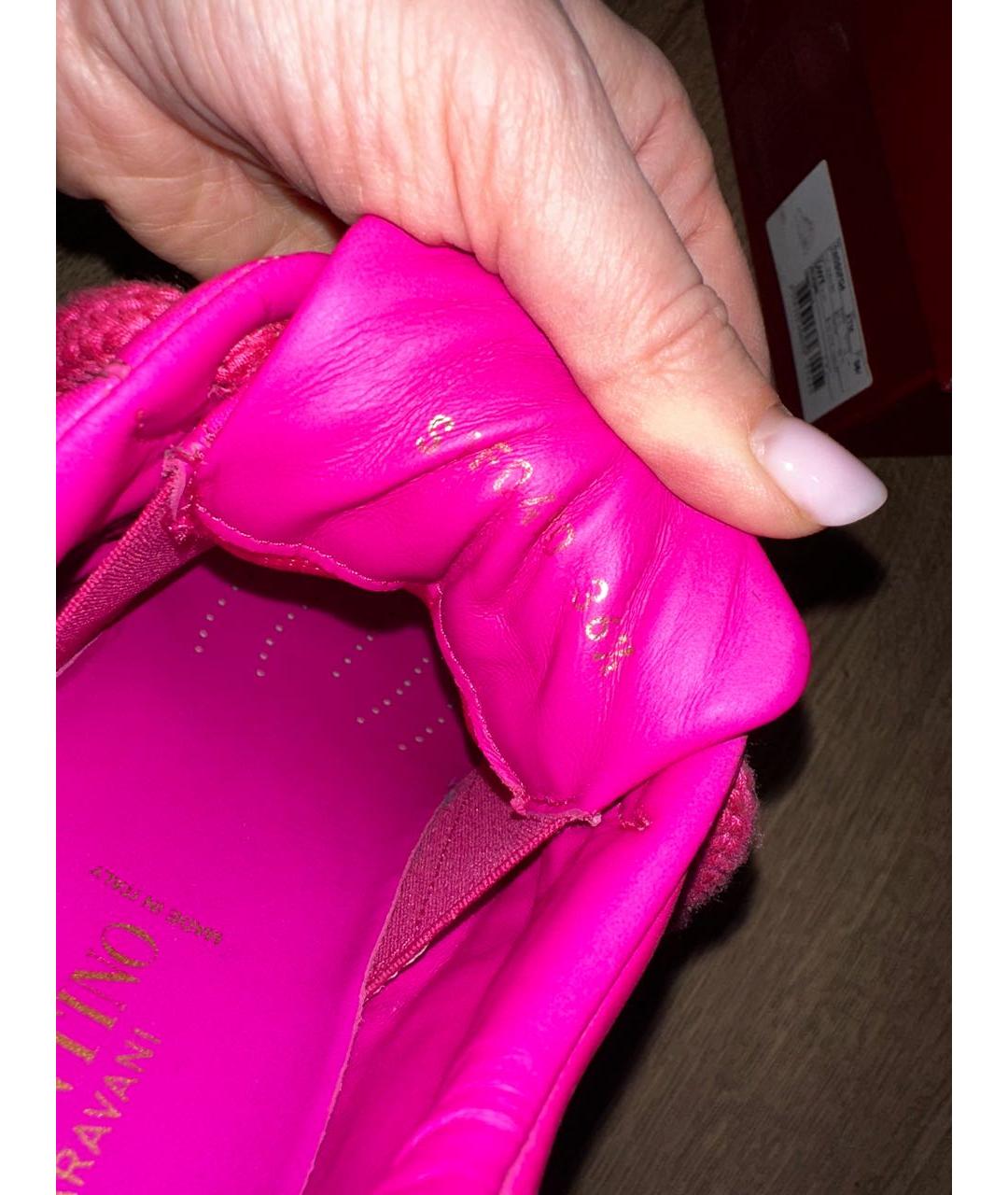 VALENTINO Фуксия кожаные кроссовки, фото 6