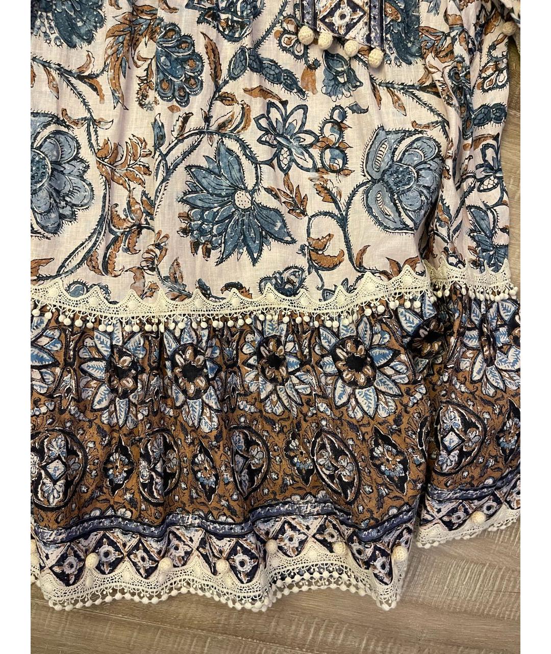 ZIMMERMANN Мульти льняное повседневное платье, фото 5