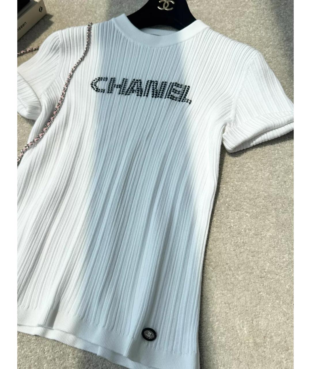 CHANEL Белая хлопковая футболка, фото 4