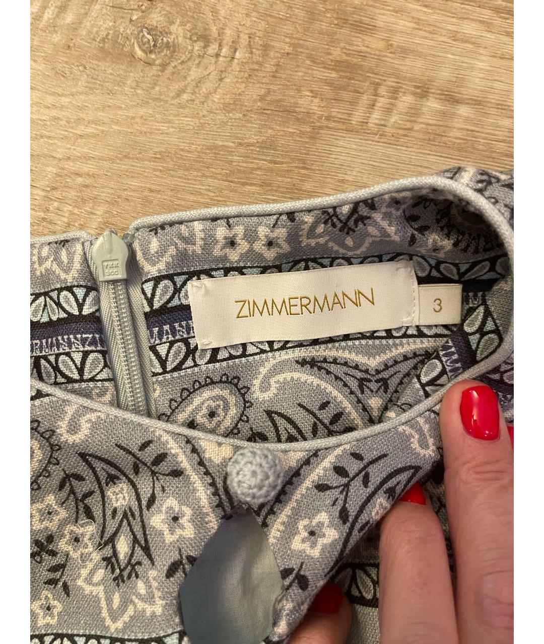 ZIMMERMANN Голубое льняное повседневное платье, фото 3