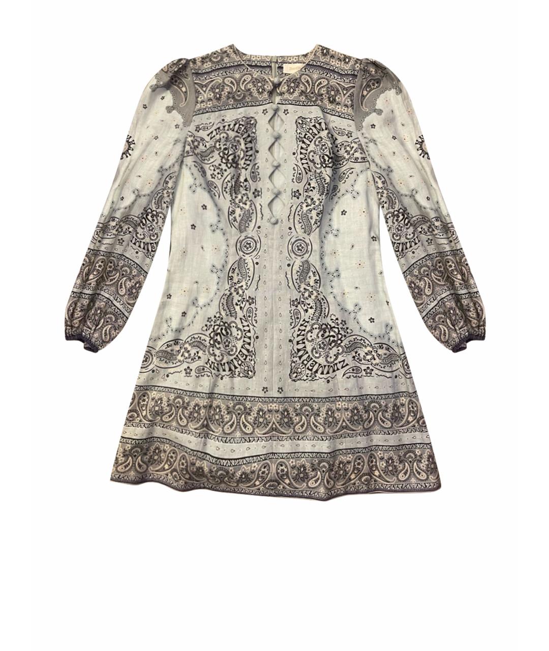 ZIMMERMANN Голубое льняное повседневное платье, фото 1