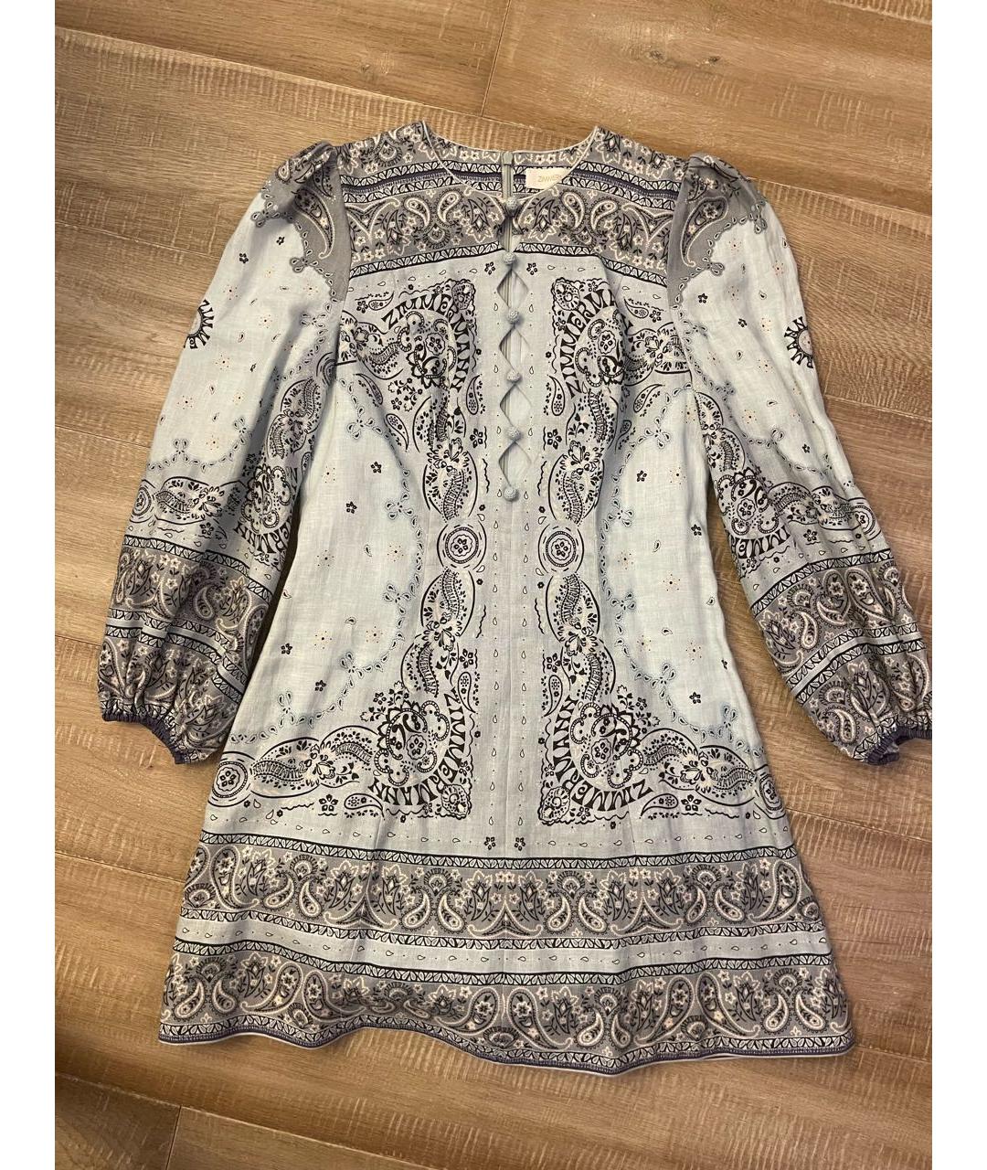 ZIMMERMANN Голубое льняное повседневное платье, фото 6