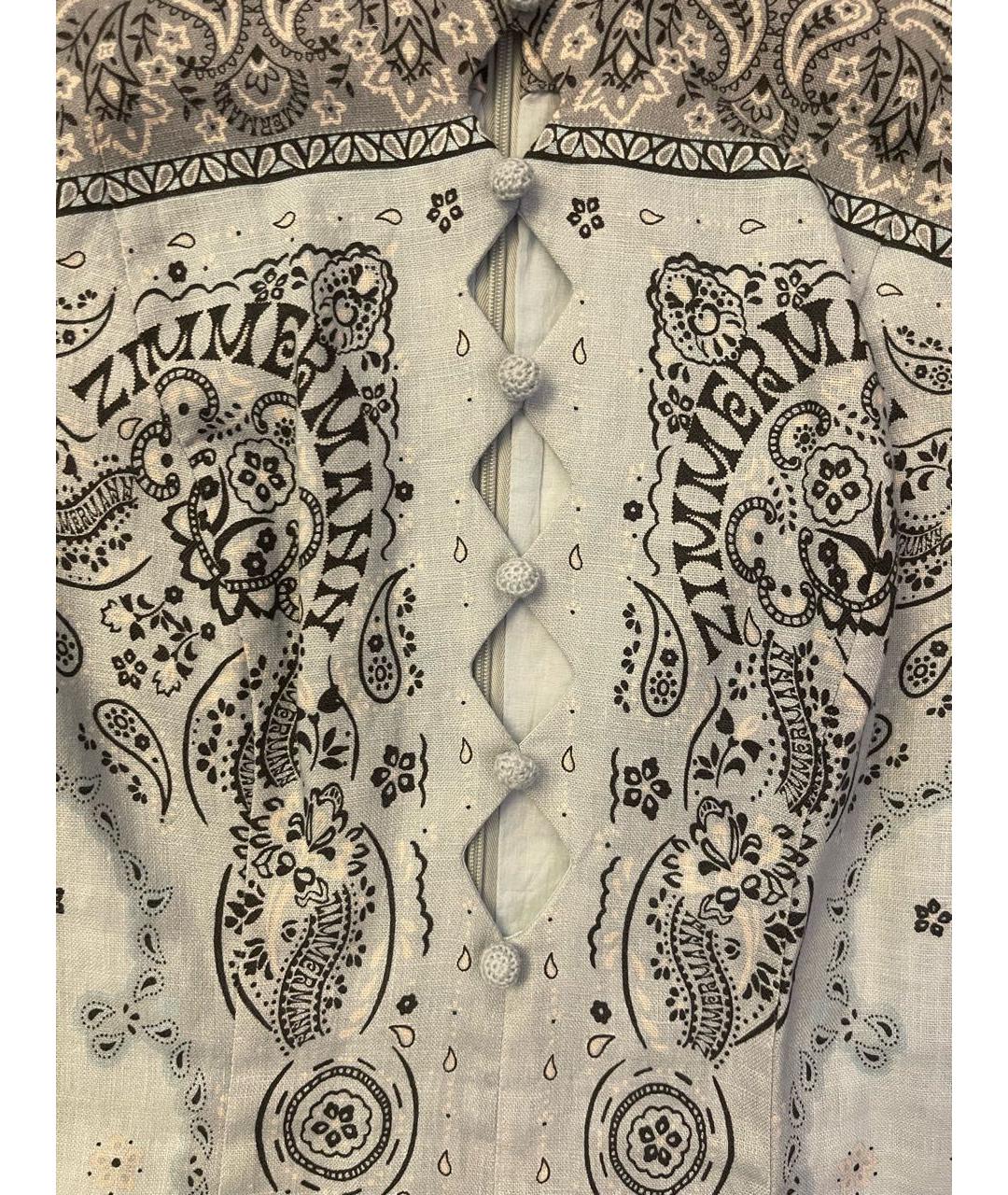 ZIMMERMANN Голубое льняное повседневное платье, фото 4
