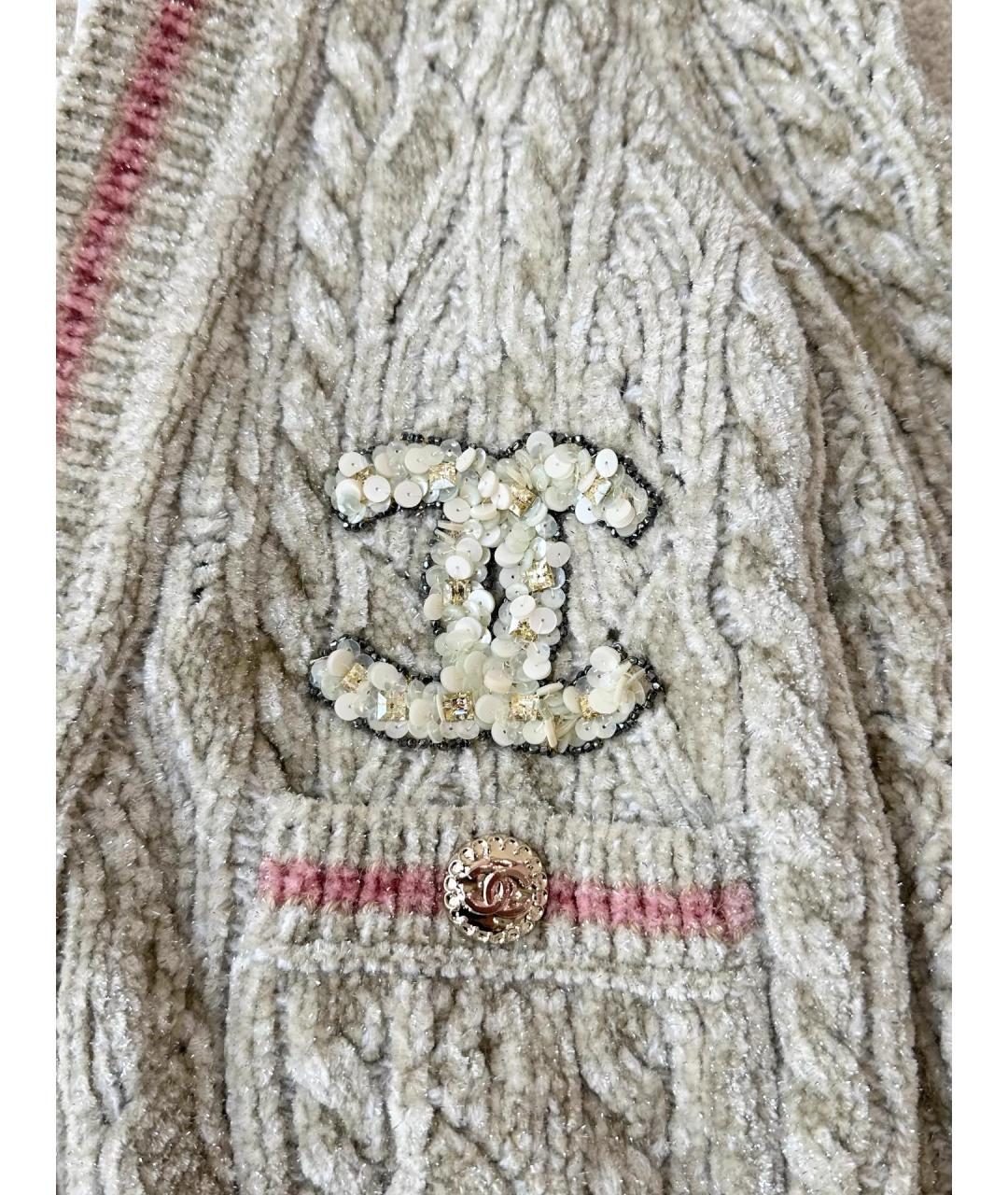 CHANEL Бежевый вискозный кардиган, фото 3