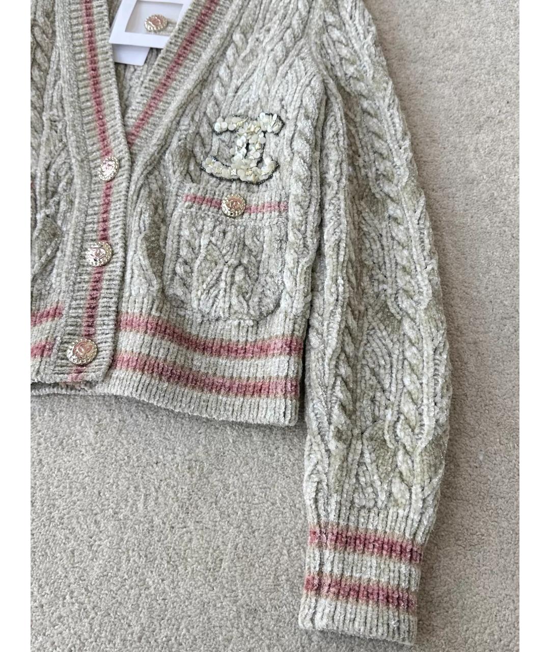 CHANEL Бежевый вискозный кардиган, фото 4