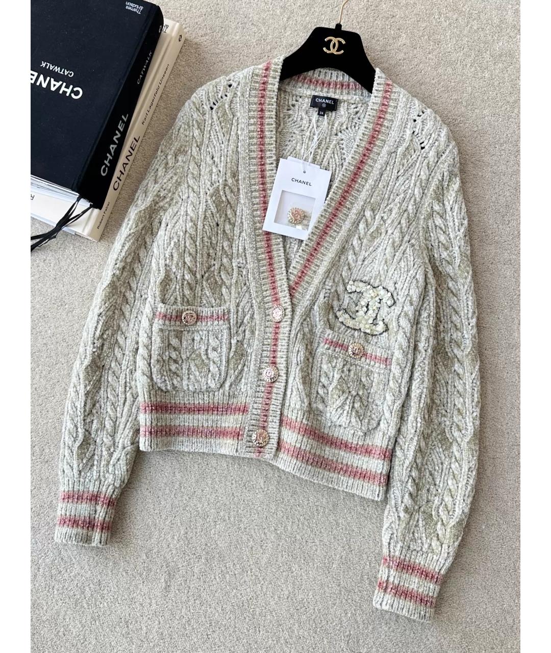 CHANEL Бежевый вискозный кардиган, фото 9