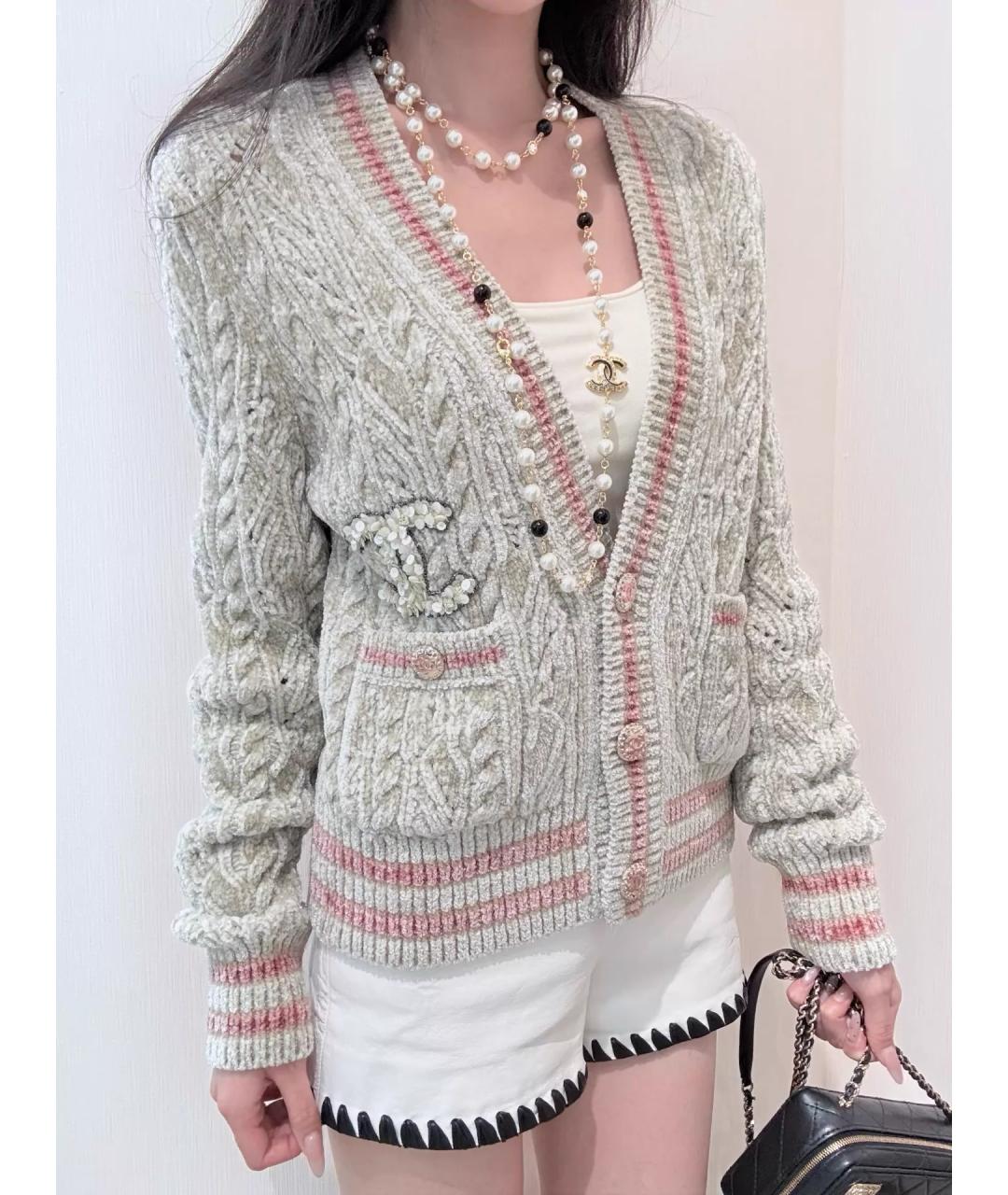 CHANEL Бежевый вискозный кардиган, фото 7