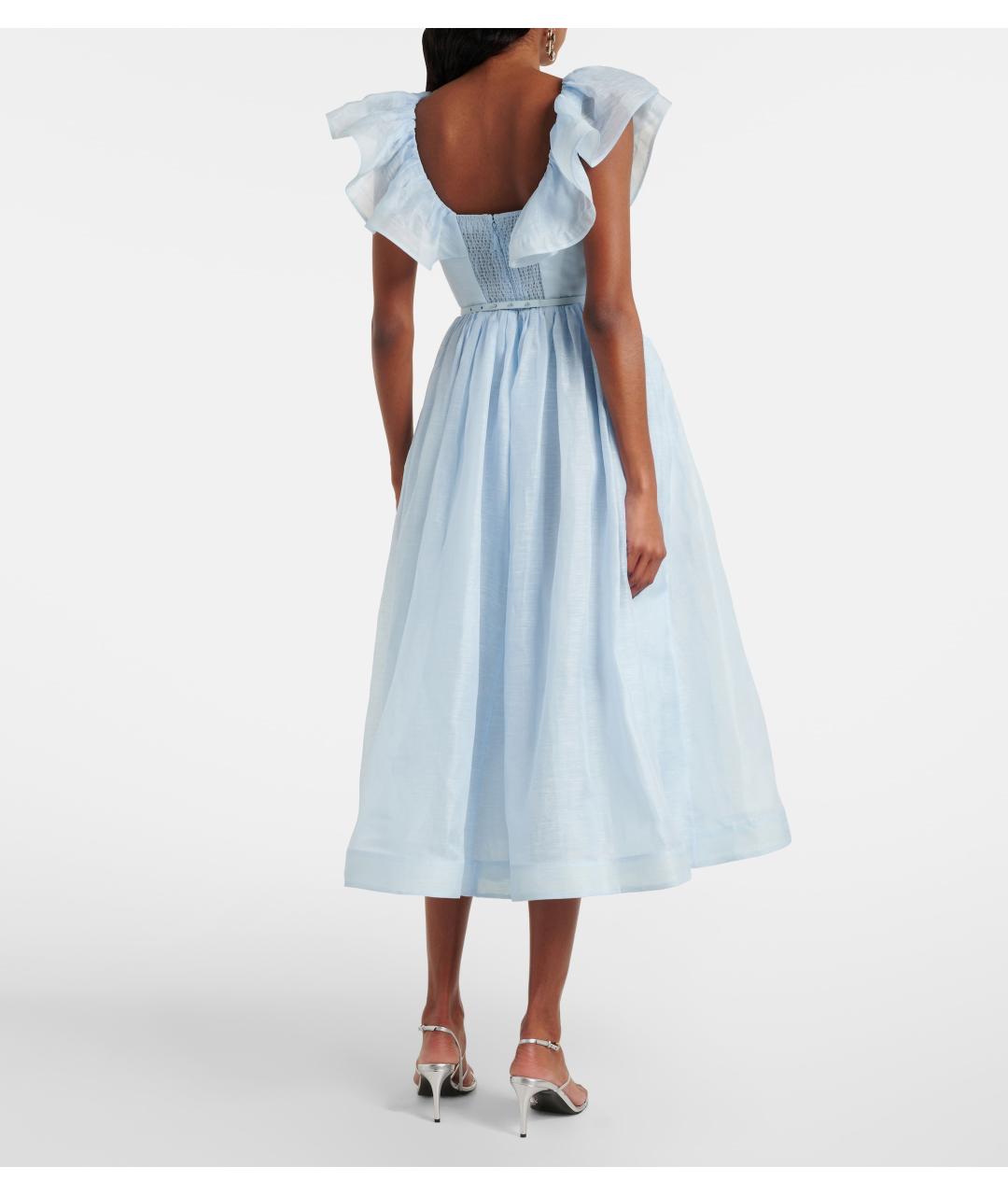 ZIMMERMANN Голубое льняное коктейльное платье, фото 5