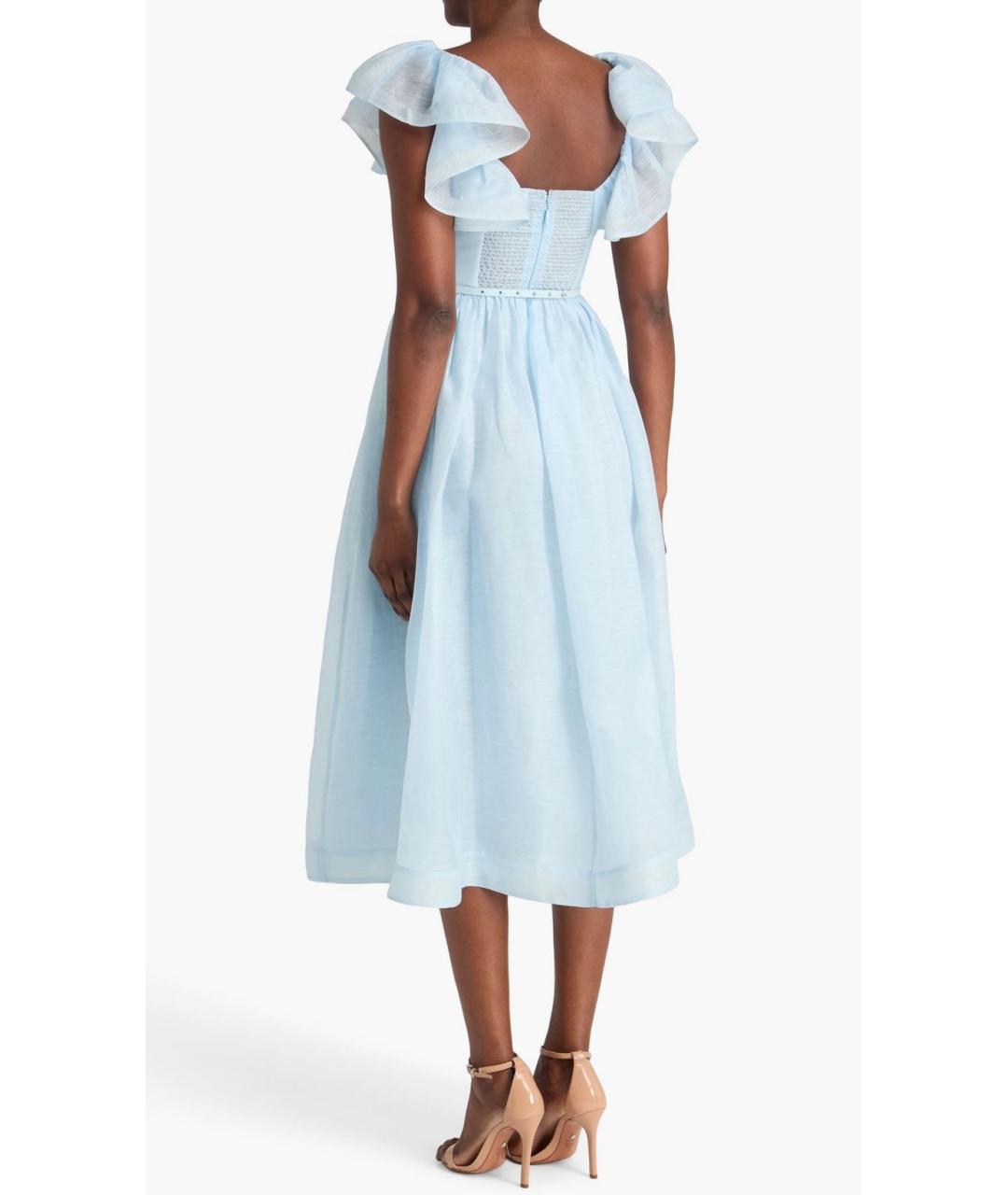 ZIMMERMANN Голубое льняное коктейльное платье, фото 3