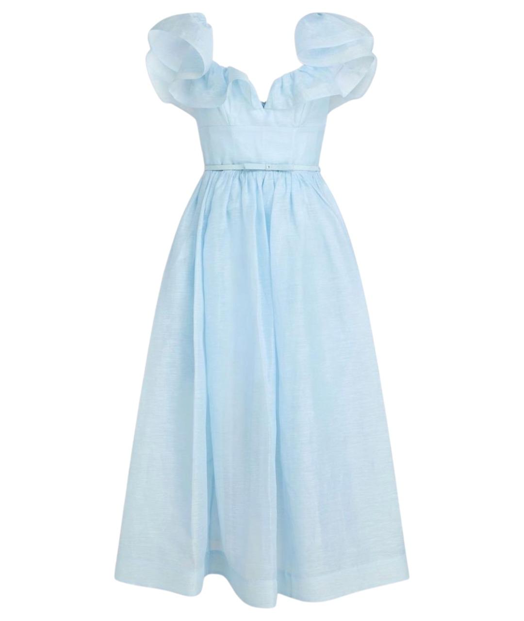 ZIMMERMANN Голубое льняное коктейльное платье, фото 1