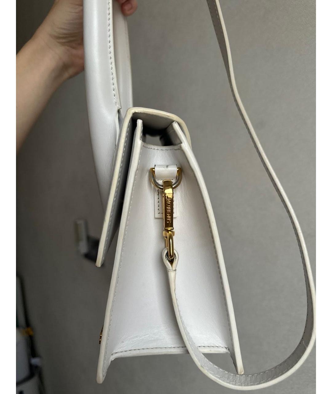 JACQUEMUS Белая кожаная сумка с короткими ручками, фото 8
