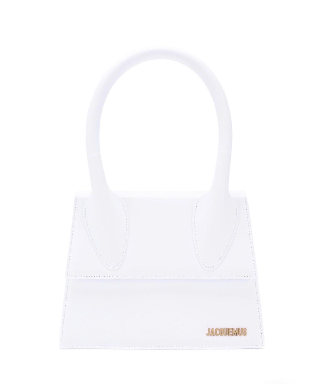 JACQUEMUS Белая кожаная сумка с короткими ручками, фото 9