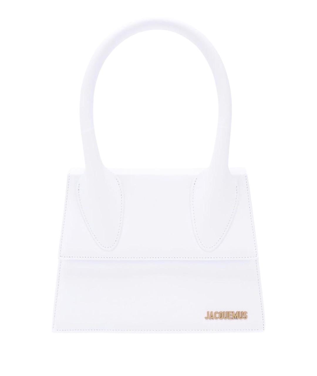 JACQUEMUS Белая кожаная сумка с короткими ручками, фото 1