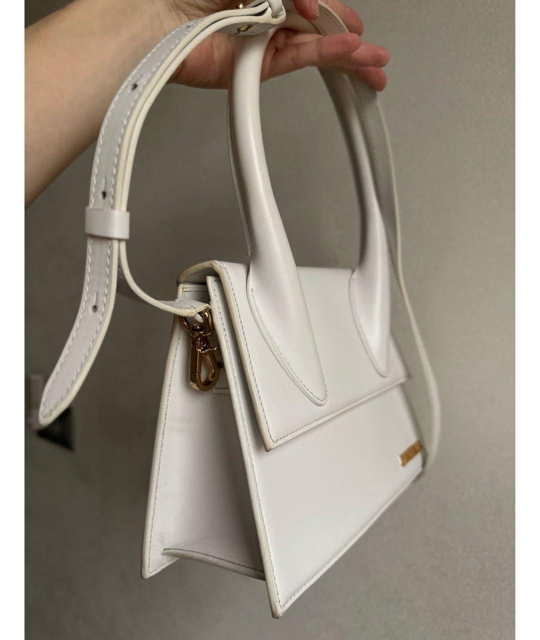 JACQUEMUS Белая кожаная сумка с короткими ручками, фото 6