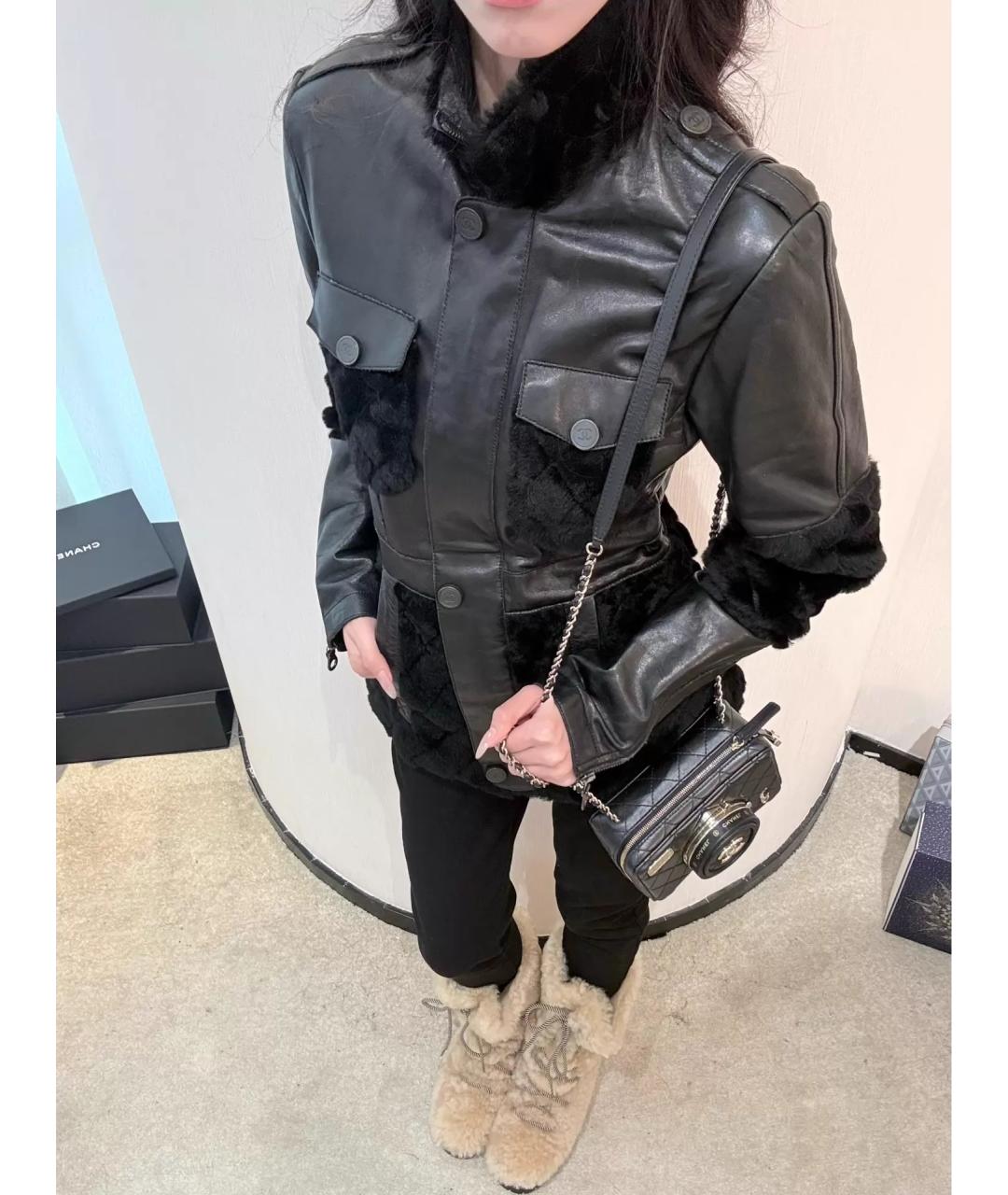 CHANEL Черная кожаная куртка, фото 8