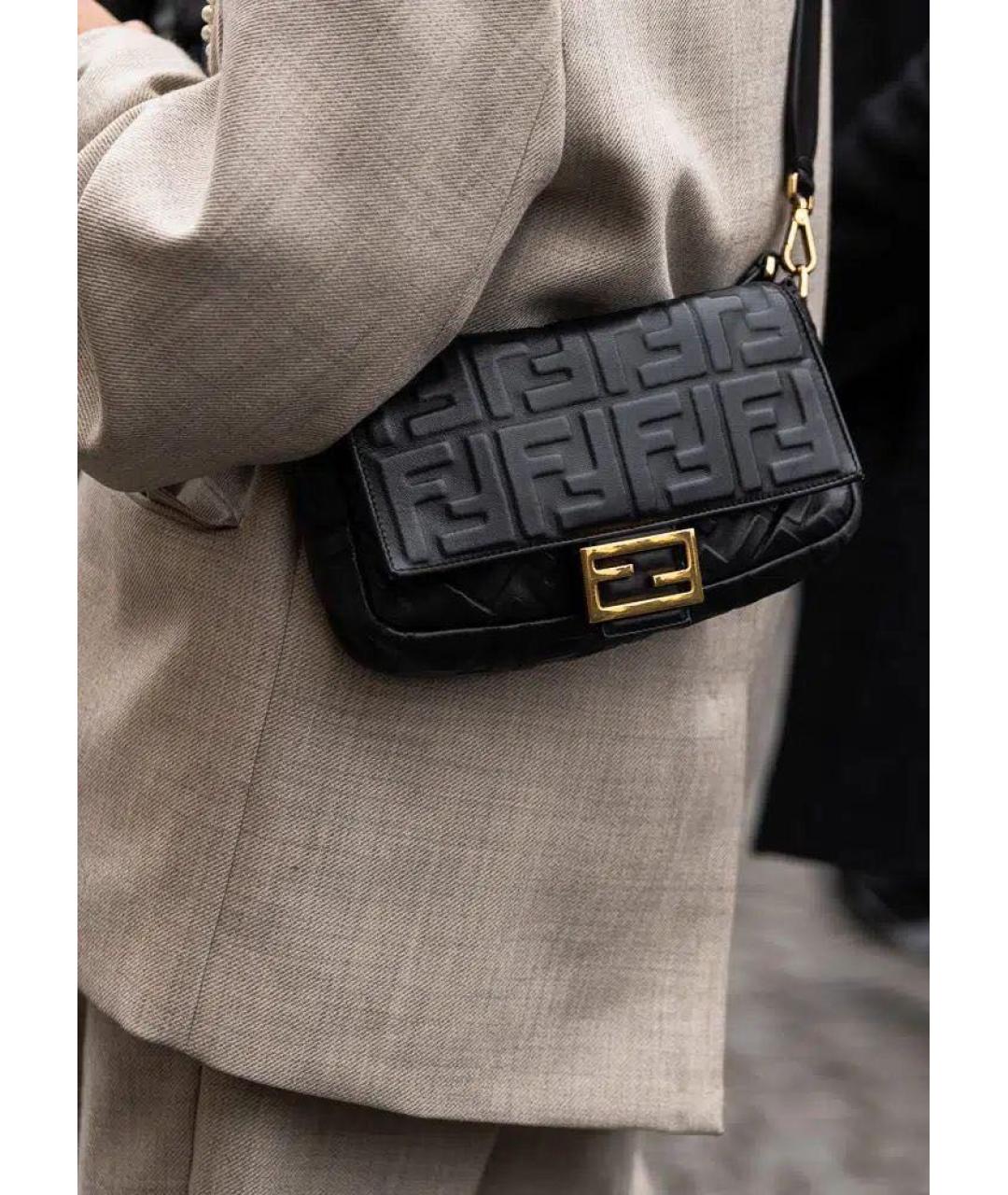 FENDI Черная кожаная сумка через плечо, фото 7