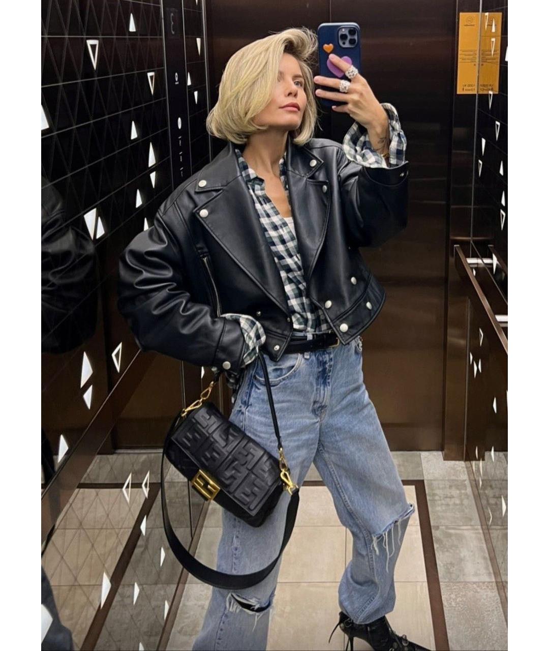 FENDI Черная кожаная сумка через плечо, фото 8