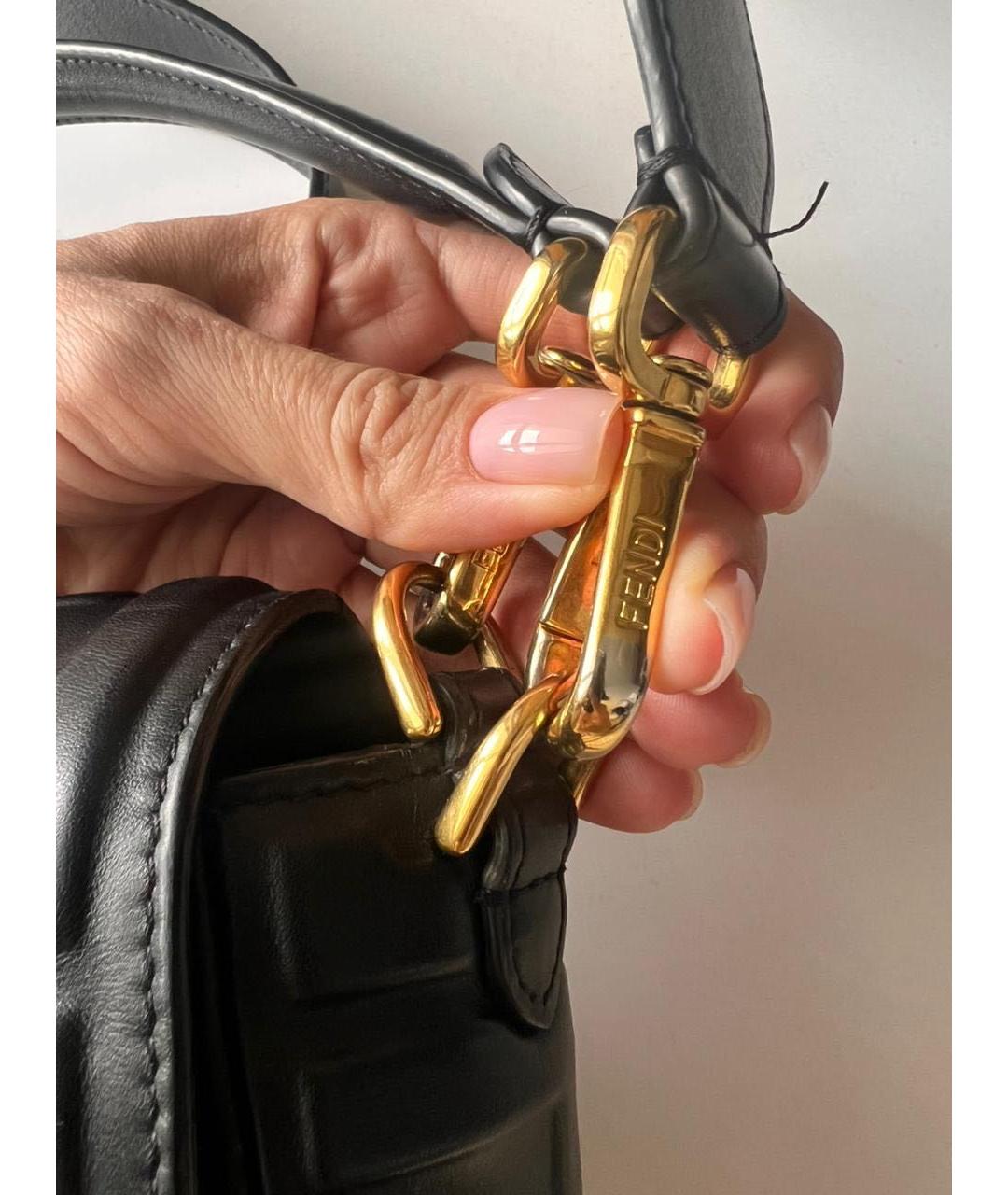 FENDI Черная кожаная сумка через плечо, фото 5