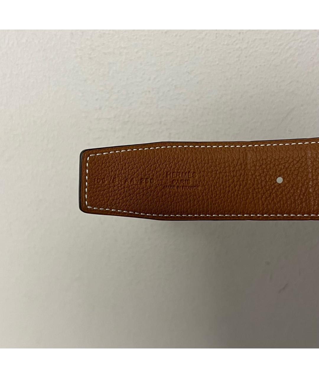 HERMES Хаки кожаный ремень, фото 5