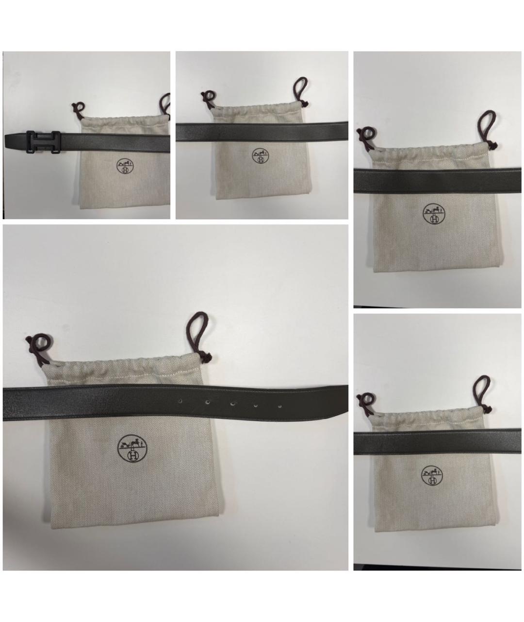 HERMES Хаки кожаный ремень, фото 6