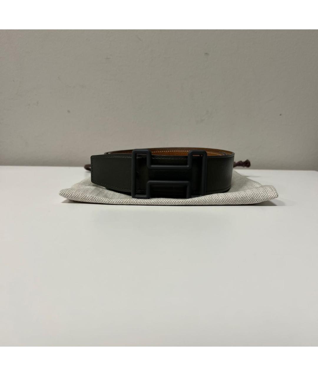 HERMES Хаки кожаный ремень, фото 2