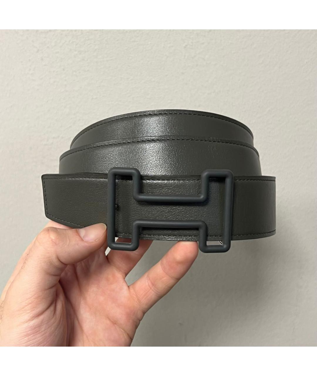HERMES Хаки кожаный ремень, фото 3