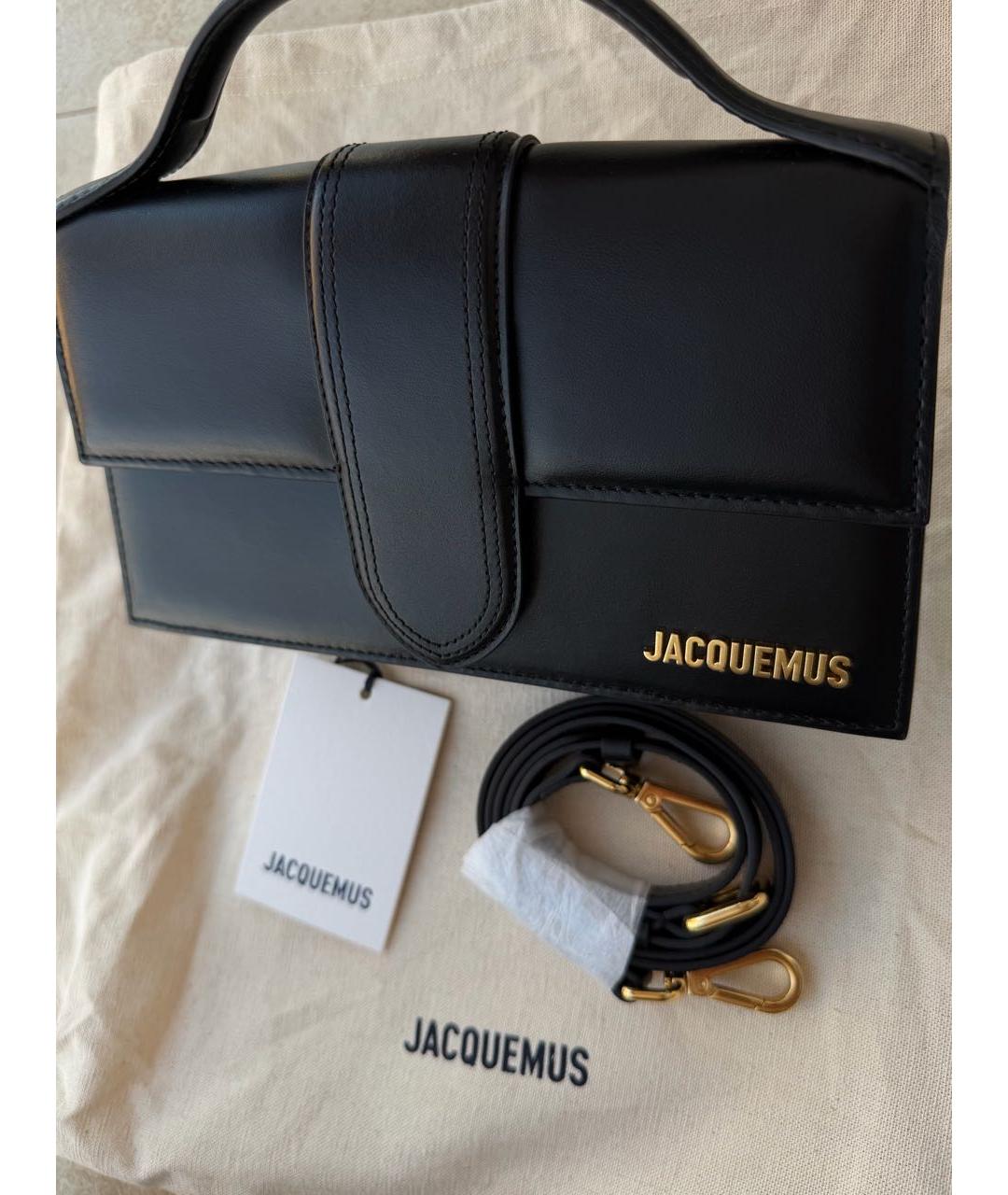 JACQUEMUS Черная кожаная сумка с короткими ручками, фото 4