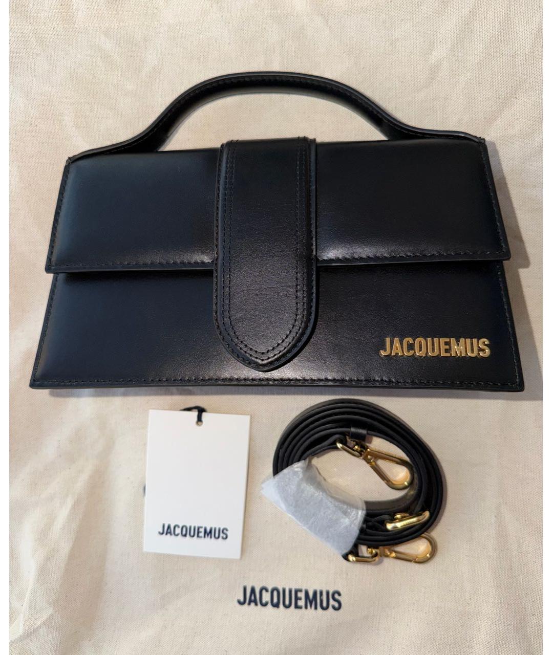 JACQUEMUS Черная кожаная сумка с короткими ручками, фото 2