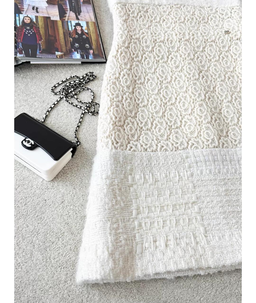 CHANEL Белое кашемировое коктейльное платье, фото 4