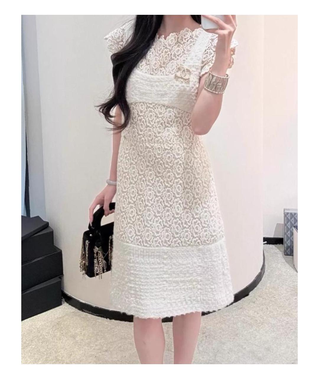 CHANEL Белое кашемировое коктейльное платье, фото 7