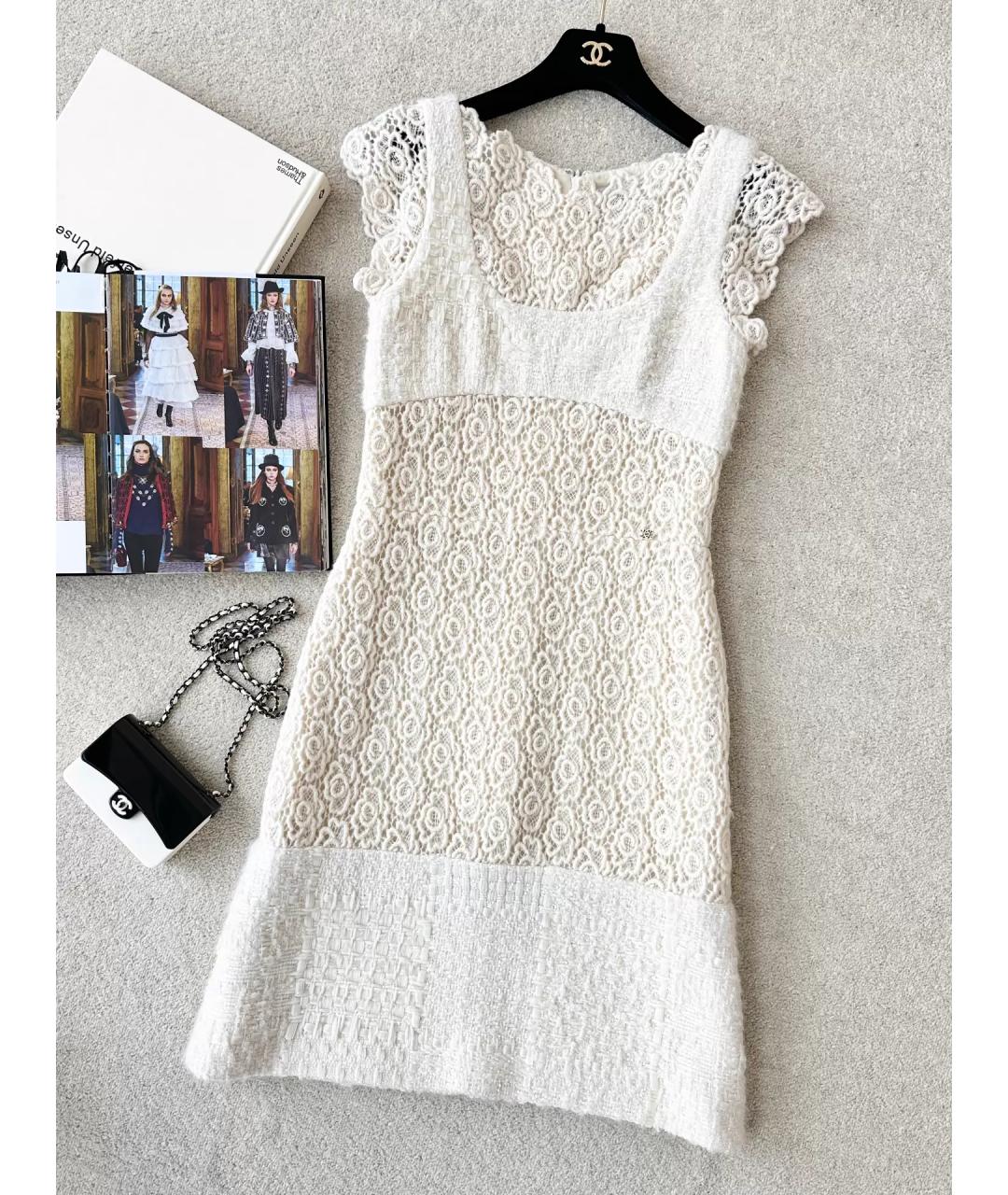 CHANEL Белое кашемировое коктейльное платье, фото 8