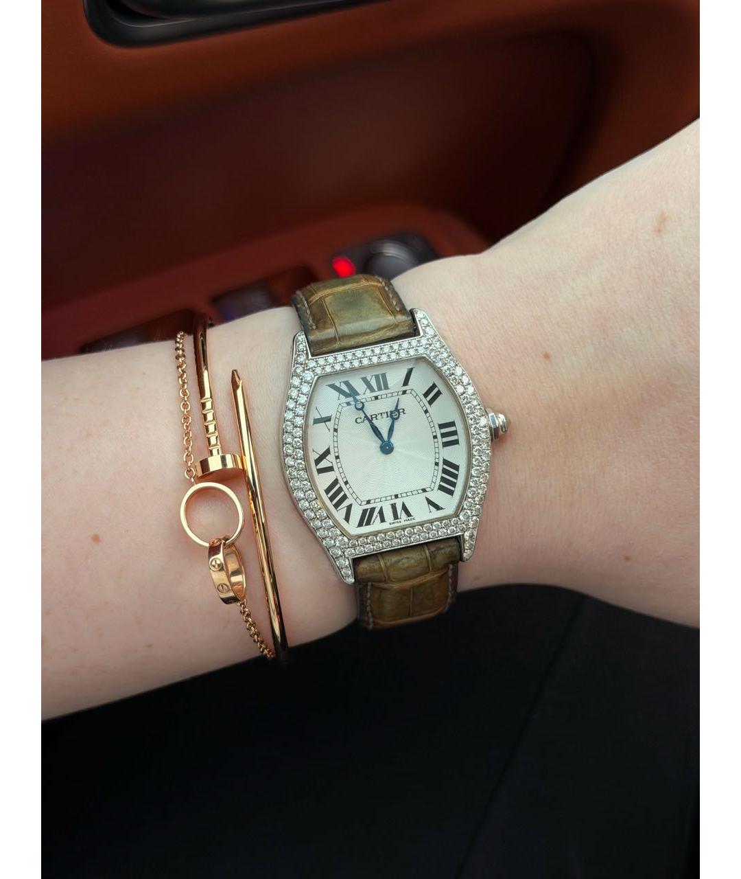 CARTIER Коричневые кожаные часы, фото 4