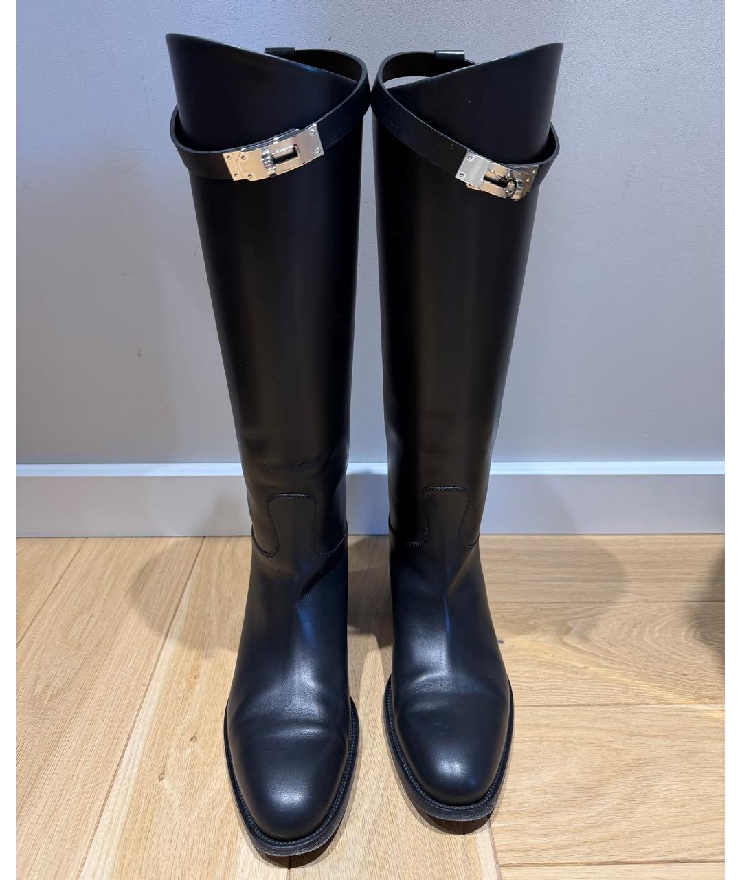 HERMES Черные кожаные сапоги, фото 2