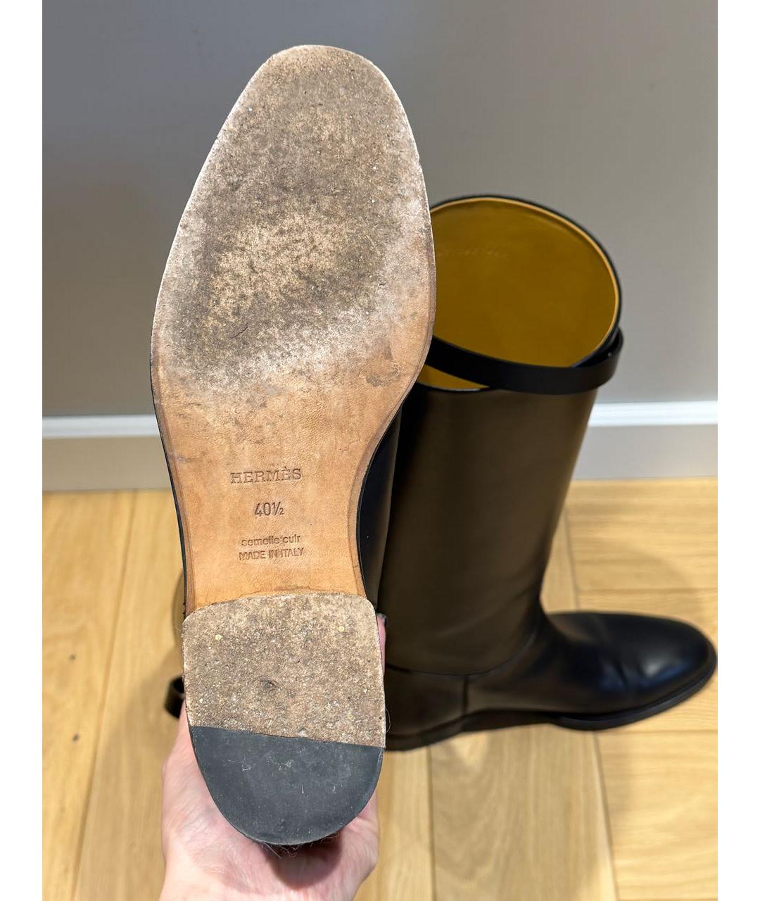 HERMES Черные кожаные сапоги, фото 6