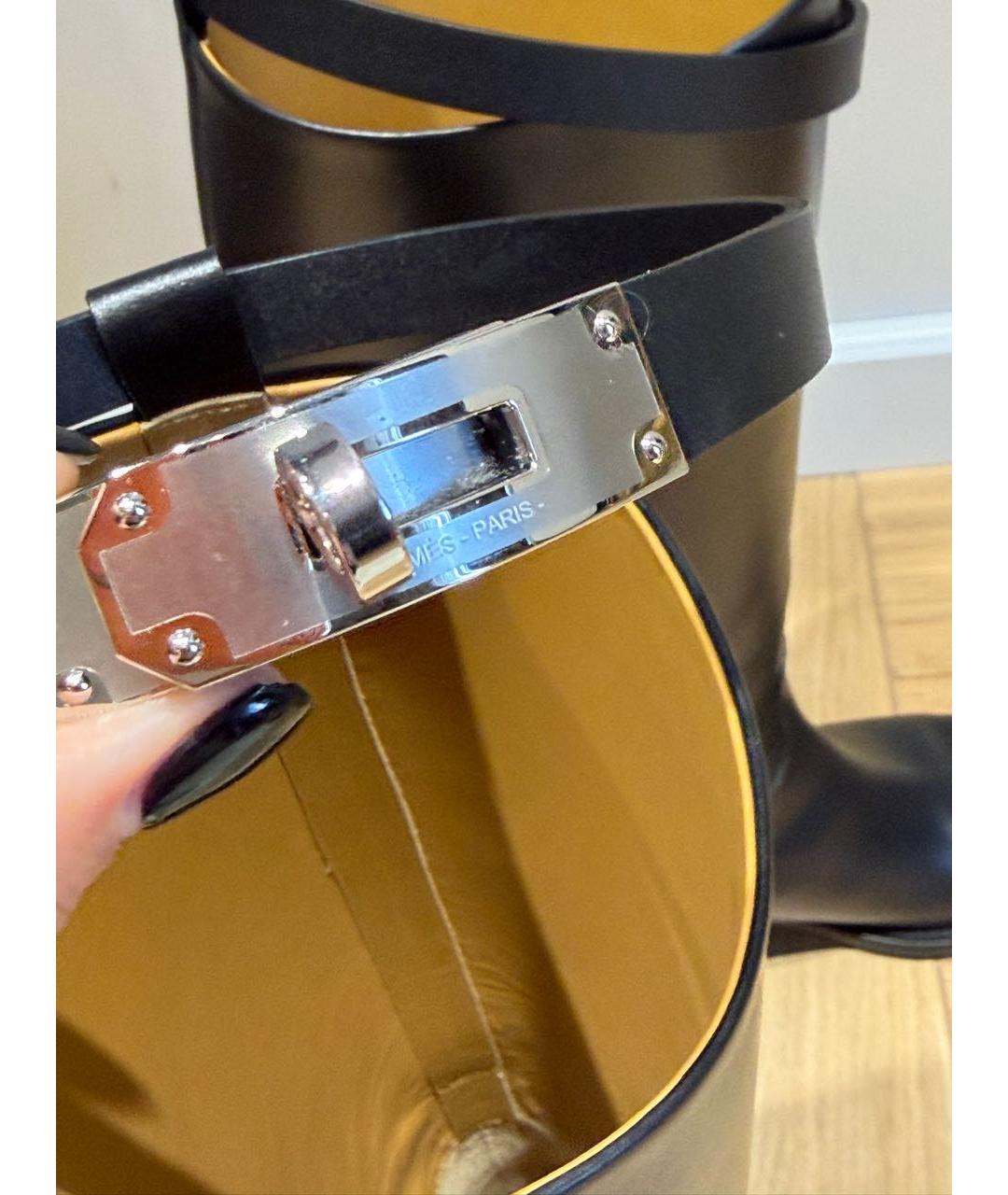 HERMES Черные кожаные сапоги, фото 4