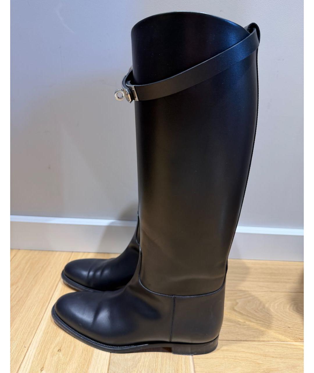 HERMES Черные кожаные сапоги, фото 7