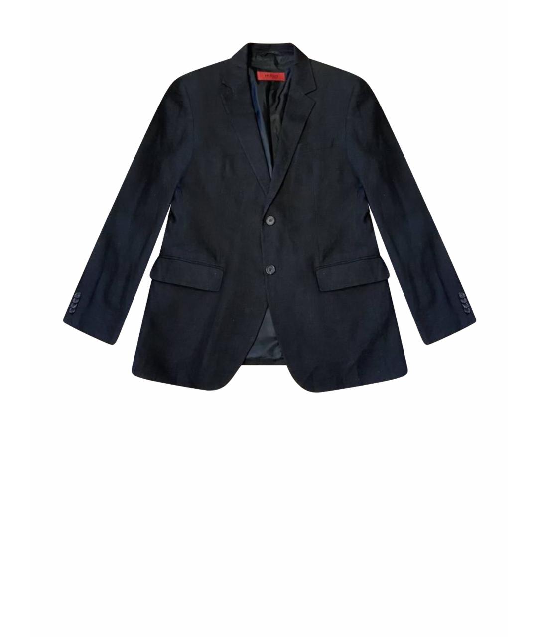 HUGO BOSS Черный льняной пиджак, фото 1
