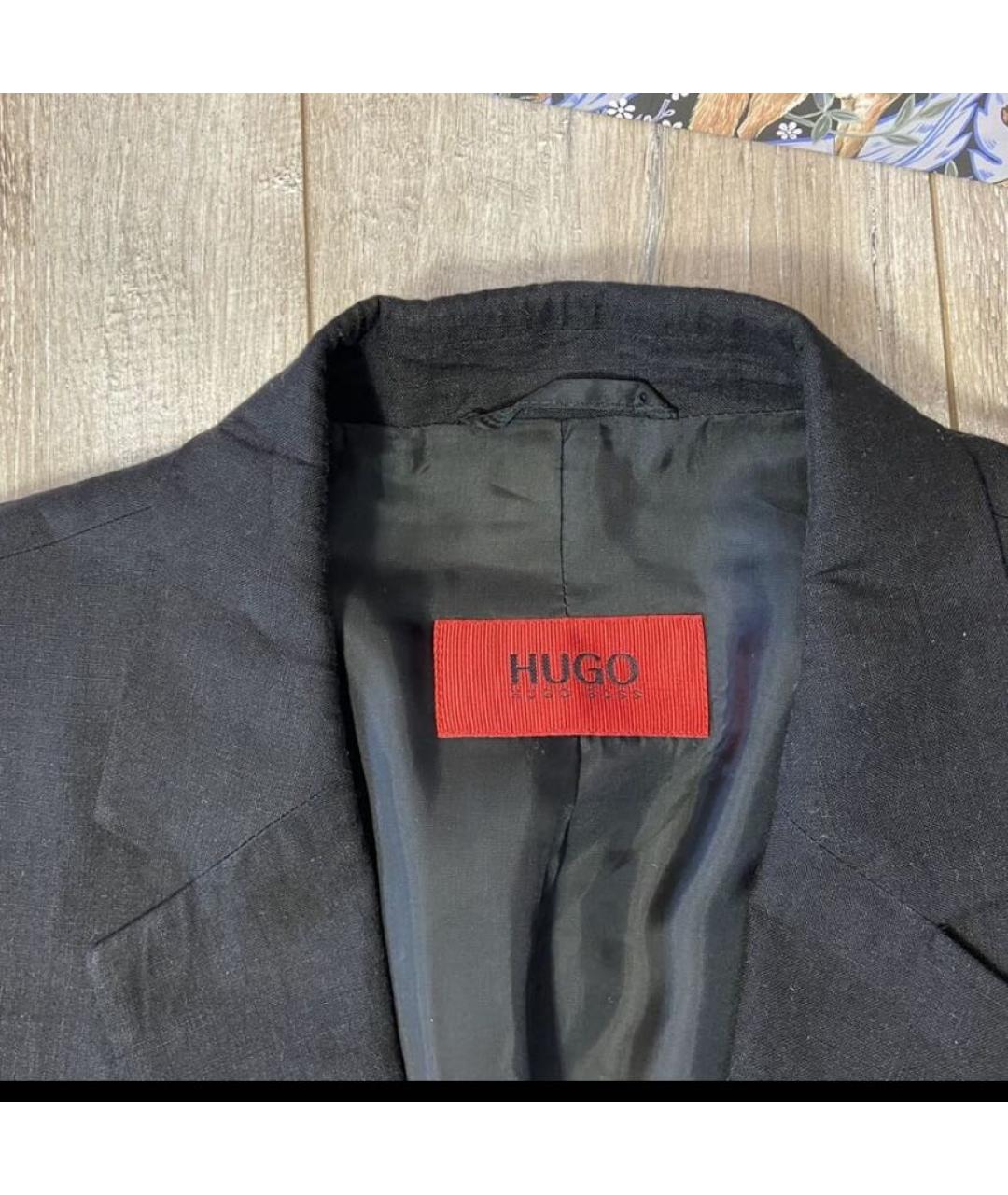 HUGO BOSS Черный льняной пиджак, фото 5