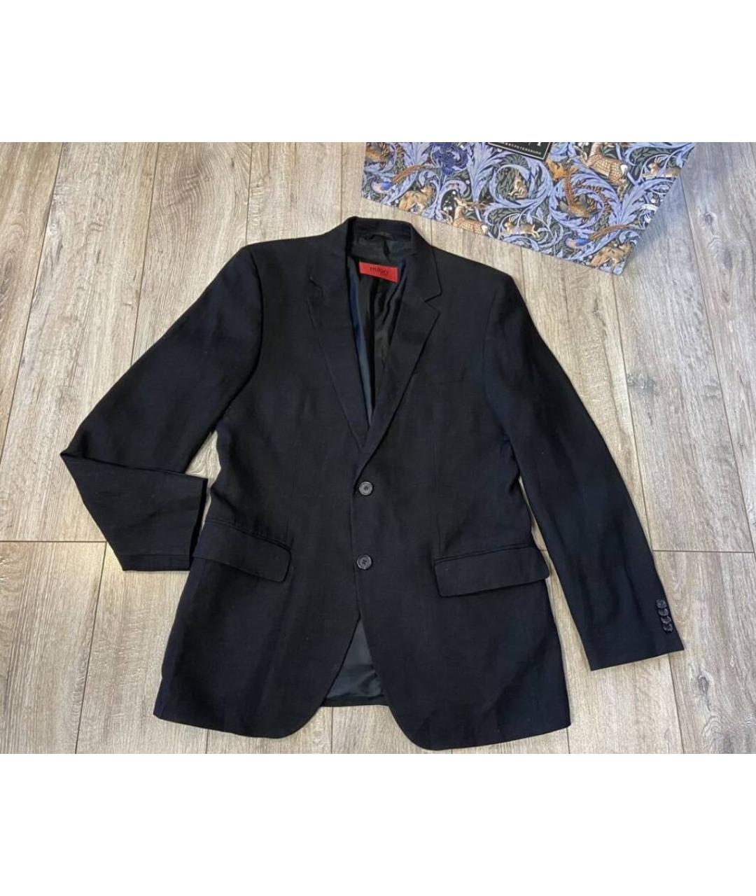 HUGO BOSS Черный льняной пиджак, фото 9