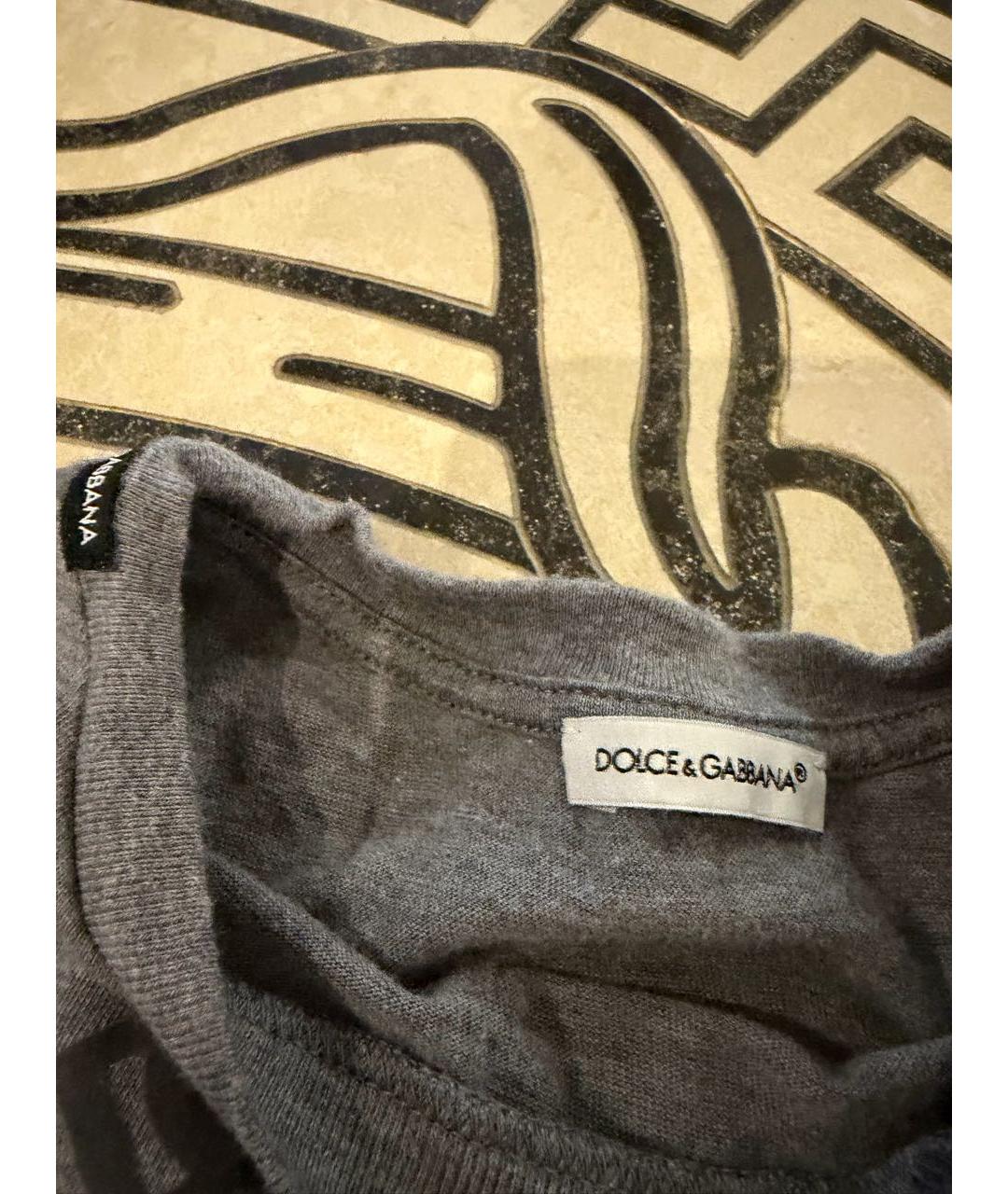 DOLCE&GABBANA Серая хлопковая детская футболка, фото 3