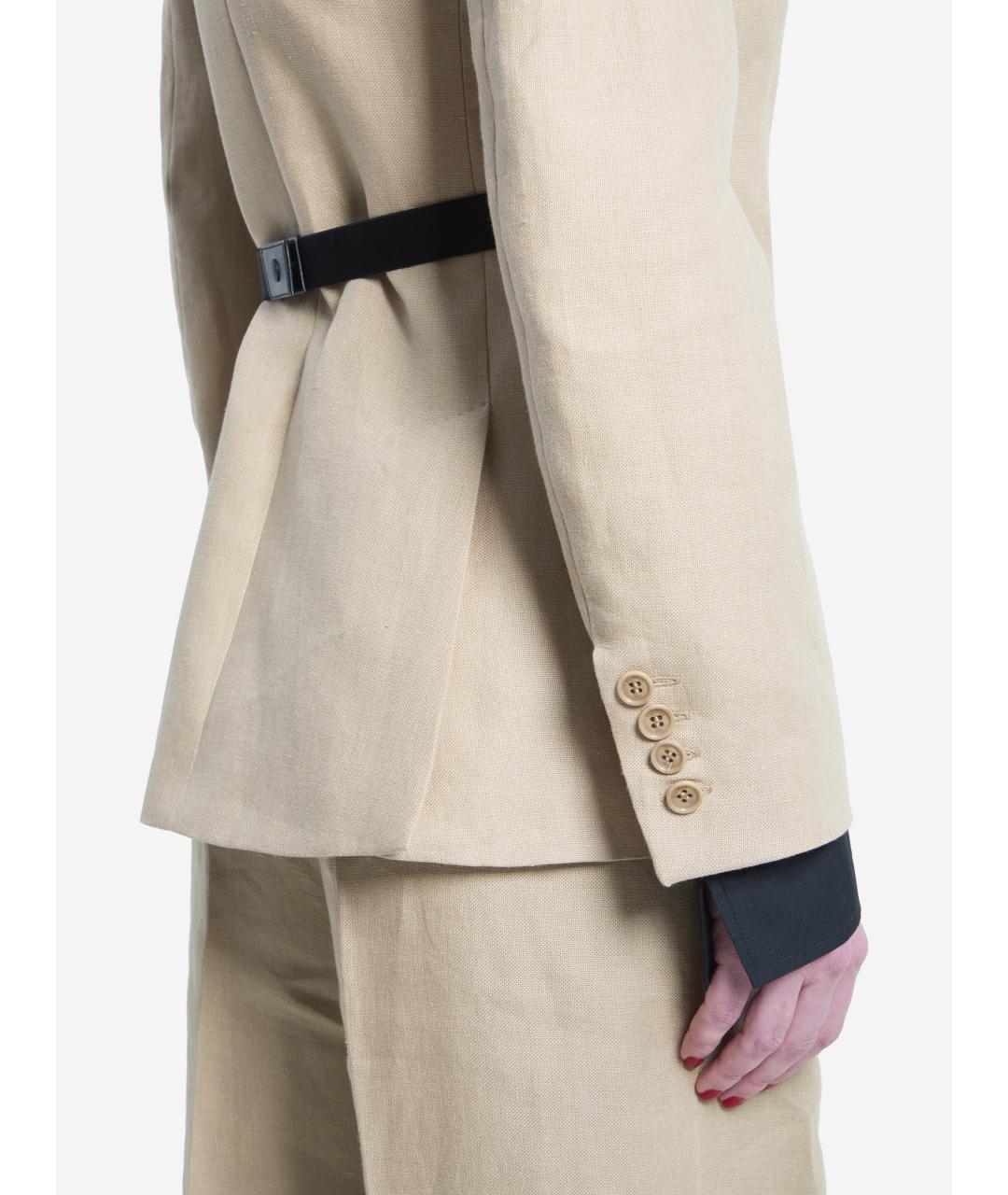 MAX MARA Бежевый льняной жакет/пиджак, фото 3