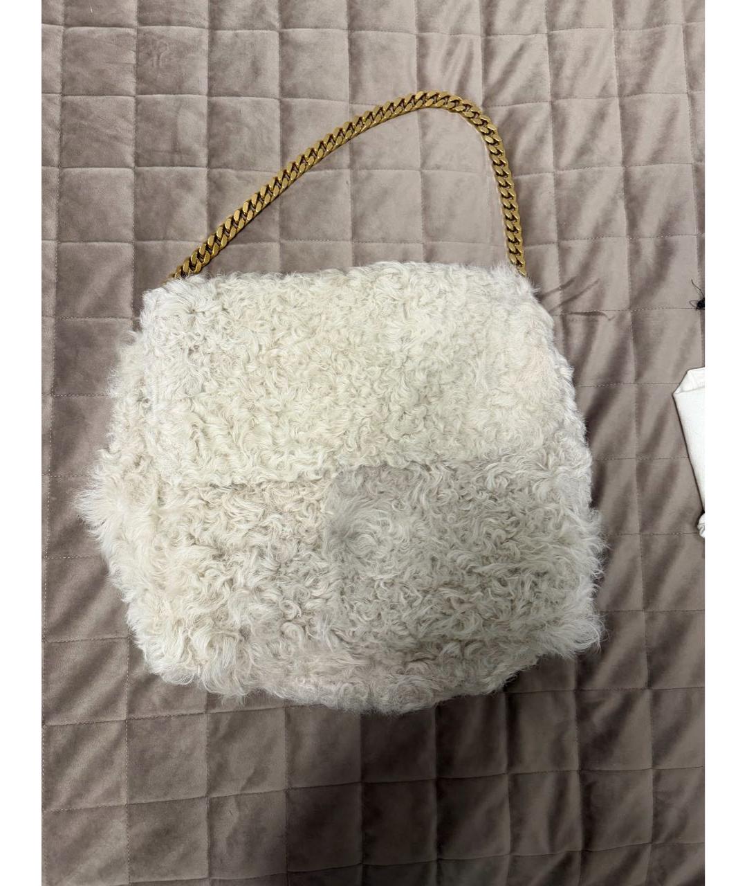 CELINE Белая меховая сумка через плечо, фото 7