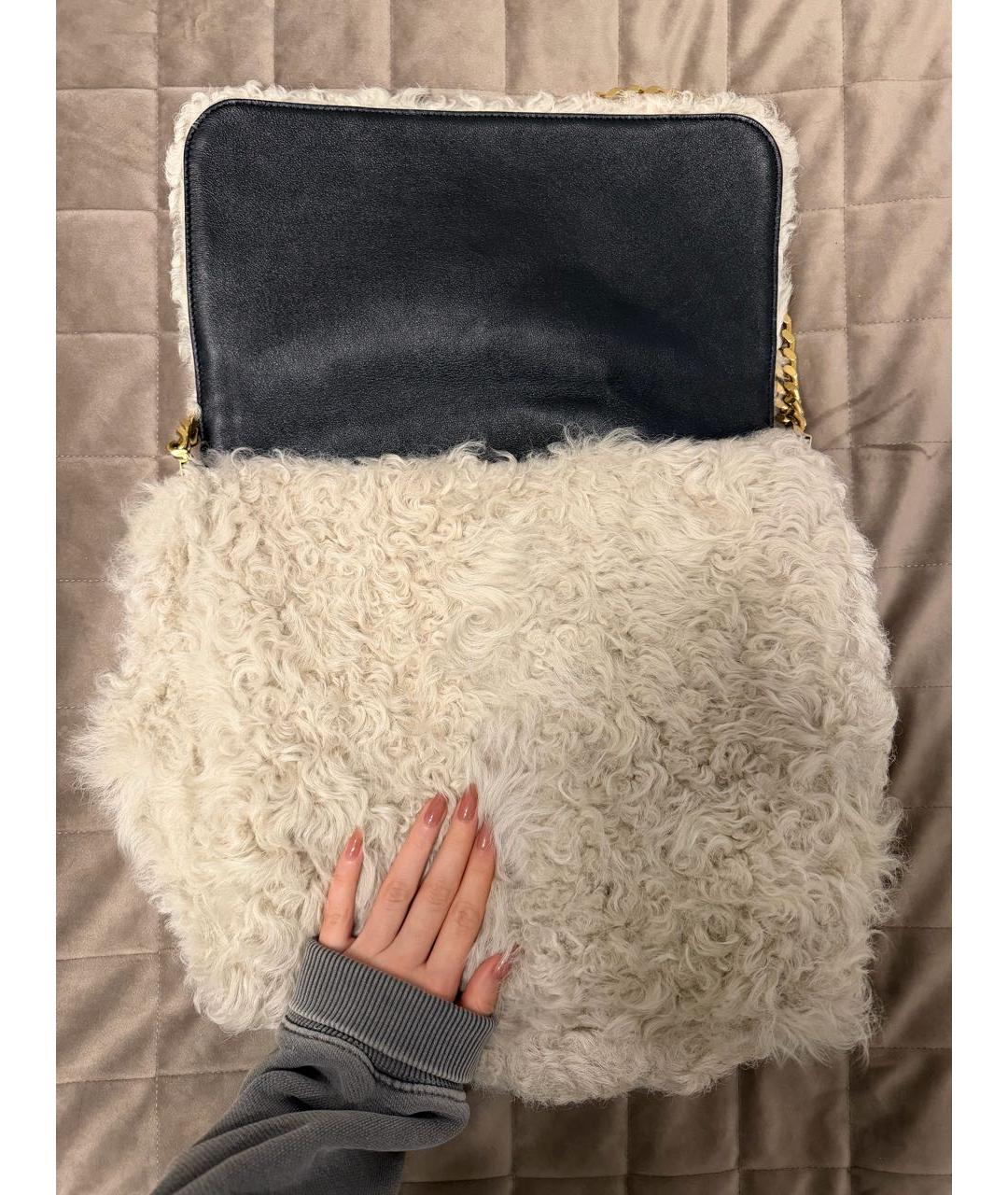 CELINE Белая меховая сумка через плечо, фото 2