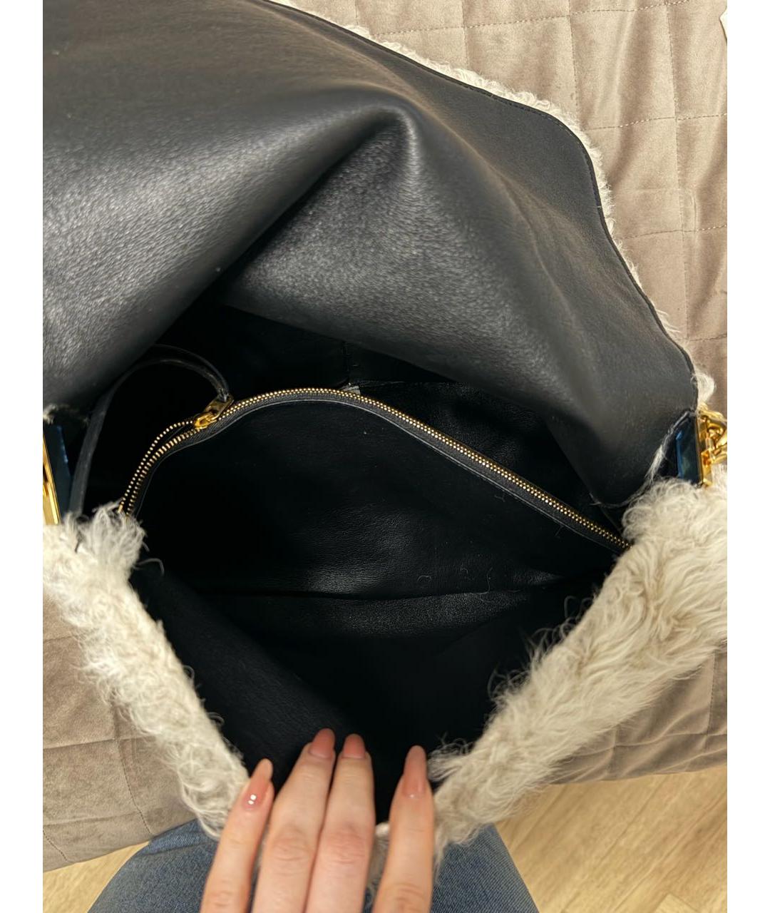 CELINE Белая меховая сумка через плечо, фото 6